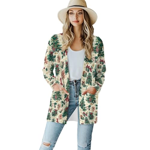 Image of Women's Open Front Cardigan Long Sleeve Loose Sweater Lightweight Soft Cardigan Jackets