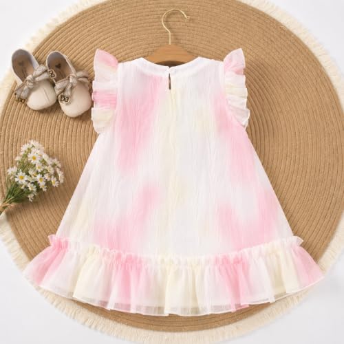 Image of Bold N Elegant Baby Girls Mesh Party Dress with Bow & Tulip Tassels | Soft layered mesh & tulle fabric for an elegant princess look | Ideal for birthdays, weddings, parties & festive occasions