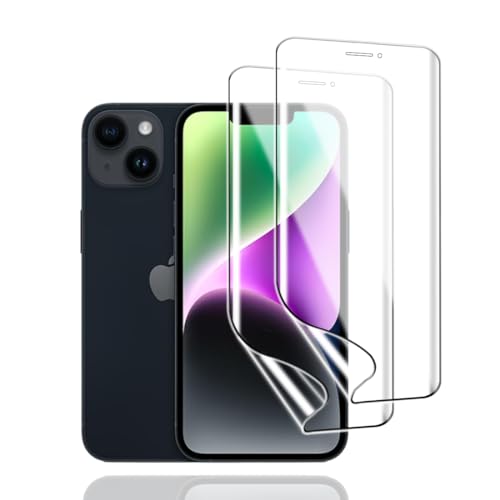 KoasVonson Películas de Hidrogel para iPhone 14, 2 Piezas Protectores de Pantalla de TPU Flexible HD Transparente, Compatible ID de Huellas Digitales [no vidrio templado]