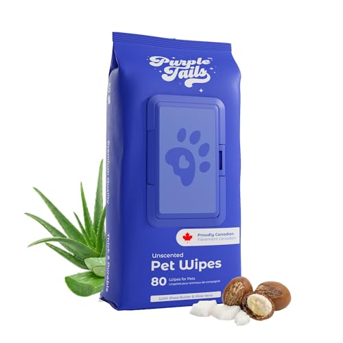 Image of Canada Pet Wipes - 80 Pet Wipes for Paws and Butt, Fur, Ears - Plant-Based Pet Wipes with Aloe Vera, Shea Butter for Puppies, Large Dogs, Cats