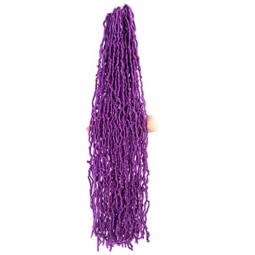 Wudas 30 Inch New Soft Locs Hair 6 Packs Long Purple Faux Locs Crochet Hair Pre-Looped Natural Locs Crochet Hair, Purple #TOP2