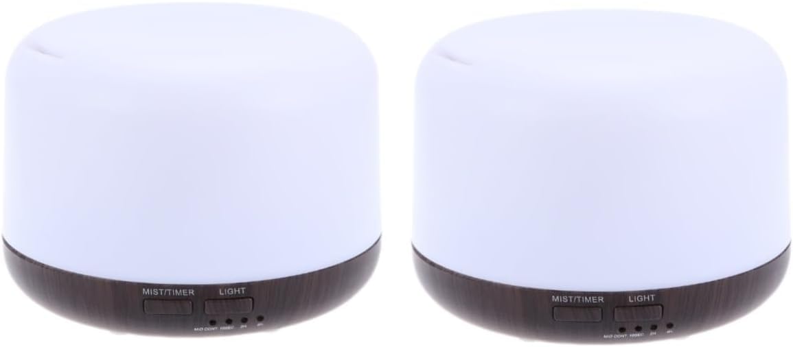2 pièces Diffuseur D'huile Essentielle 300ml Diffuseur D'arôme d'air LED Diffuseur De Parfum D'arôme Lampe D'aromathérapie en Bois Humidificateur Lampes D'arôme