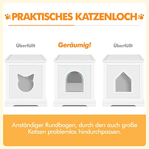 Yaheetech Katzenschrank 95 × 50 × 56 cm Katzenklo katzentoilette XXL mit großem Stauraum, Katzenhaus mit Einzeltür Katzenmöbel Haustier Hunde, Weiß