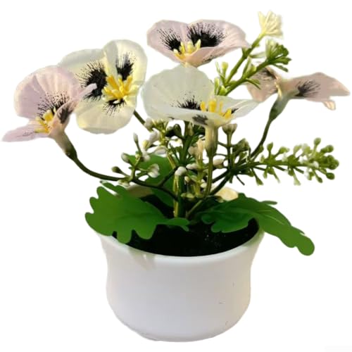 Orchidée phalaenopsis artificielle en pot, petite fleur artificielle en tissu pour décoration de maison, bureau, arrangement de table réaliste rouge (rose)
