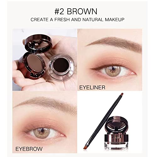 4 In 1 Gel Eyeliner And Eyebrow Powder Kit Brown Black Water-Proof With Eye Liner Brush #TOP2
