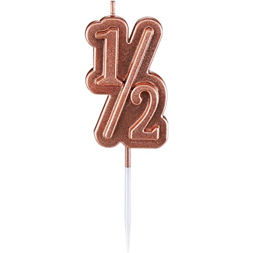 Image of BBTO Half Birthday Candle 1/2 Year Old Cake Topper for Baby's Half Year Old Birthday Anniversary Celebration Party Decorations(Rose Gold)