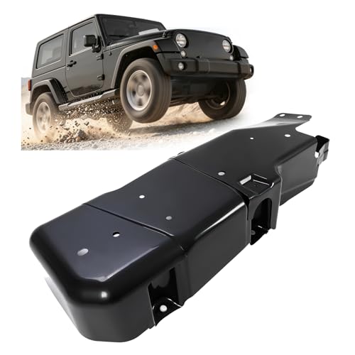 Image of ECOTRIC Fuel Tank Skid Plate Compatible with 07-18 Jeep Wrangler JK 2-Door | Black Replacement for 52059743AJ Gas Tank Guard Protective Cover Heavy Duty Steel