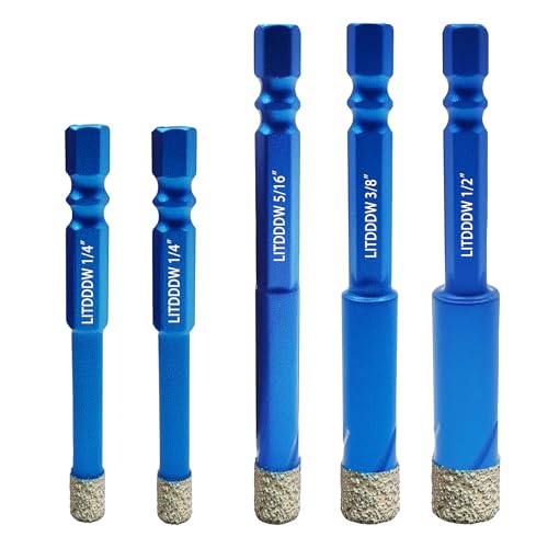 LITDDDW Tile Drill Bits 5 Pack Diamond Drill Bits for Ceramic(1/4-1/2)