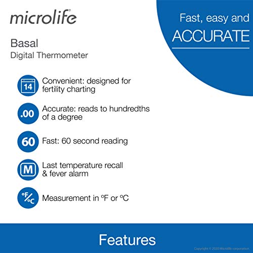 Microlife Digital Basal Thermometer For Fertility Tracking Ovulation, Ttc Fertility With 1/100Th Accurate Reads #TOP3