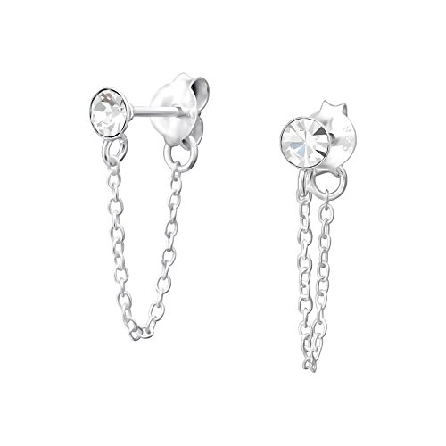 Tata Gisele© pendientes de plata 925/000 rhodié y cristal transparente  Cadena colgante (para 3 cm