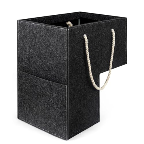 Cesta para escaleras de fieltro, organizador de escaleras, plegable, en forma de L, con asas, cesta para la ropa, juguetes, artículos del hogar
