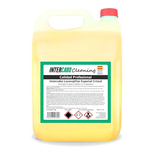Detergente lavavajillas especial cristal garrafa 6 kg • Limpieza potente y sin residuos • Ideal para copas y vajilla delicada • Brillo impecable sin velos ni manchas de cal - Intercabo