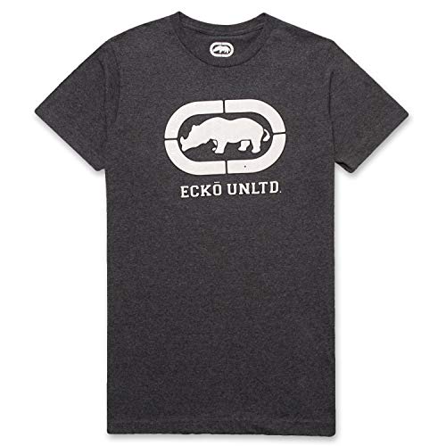 Ecko Unltd. Mens Shirt Graphic Tee Shirts Active Crewneck Cotton Shirt Charcoal Heather Large