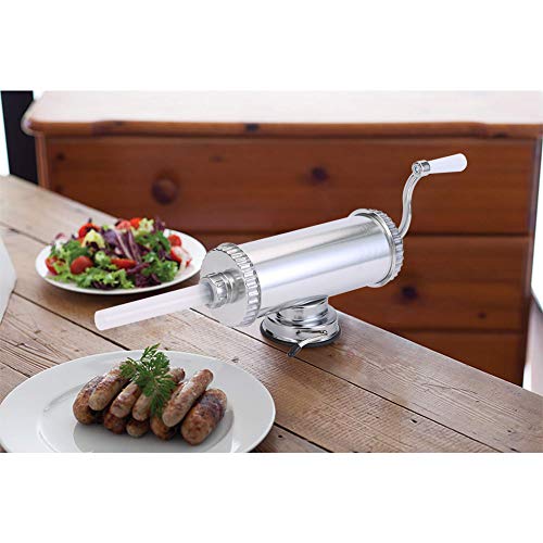 3Lbs Sausage Stuffer - Aluminum Meat Sausage Maker With Suction Base Horizontal Kitchen Packed 4 Tubes For Homemade #TOP5