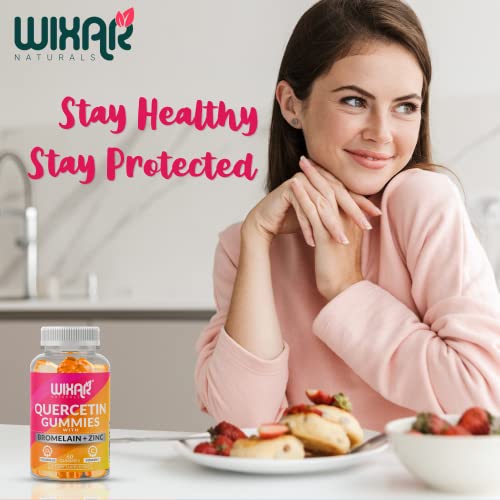 Wixar Naturals Quercetin Gummies - Quercetin 500Mg With Bromelain, Zinc, Vitamin C&D3 - Quercetin Gummy Supplements For Immune Support And Allergy - Immunity Booster Vitamins Supplement – 60 Chewable #TOP6