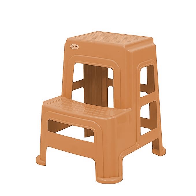 Image of SKYGLAMOUR Supreme Plastic Multi-Purpose Stepper Stool for Kitchen and Office Use with Weight Bearing Capacity of 150 Kg | 2 Step Stool for Home |Color: Amber Gold; Set of 1