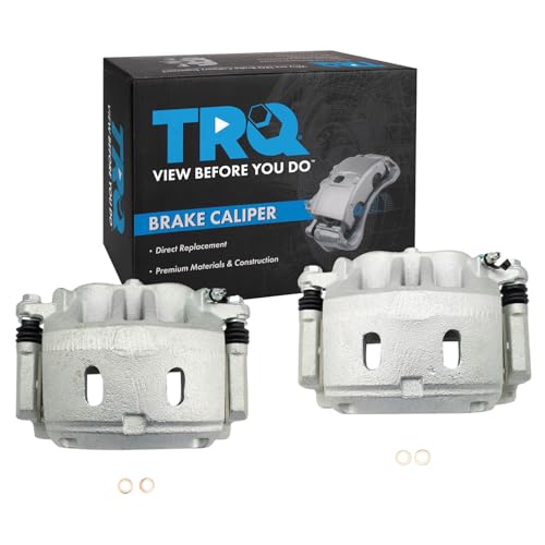 Image of TRQ Front Brake Caliper Set Zinc Coated Brackets Hardware Compatible with 2006-2013 Infiniti QX56 2014-2022 QX80 2006-2023 Nissan Armada 2008-2023 Titan
