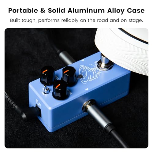 Image of SORAN JRV-01 Revscape Mini Digital Reverb Pedal for Electric Guitar, 3-in-1 Digital Reverb Effects (Room /Hall /Plate) with Freeze Function, Buffer Bypass, DC 9V,Compact Size for Electric Guitar