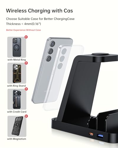 Image of 5 in 1 Wireless Charger for Samsung, Fast Charging Station Dock Stand | Compatible with Galaxy S26 Ultra /S25 /S24, Watch 8 /7 /6 /5 /4, Buds. Charges 5 devices at once. Ideal for home, office, bedside.