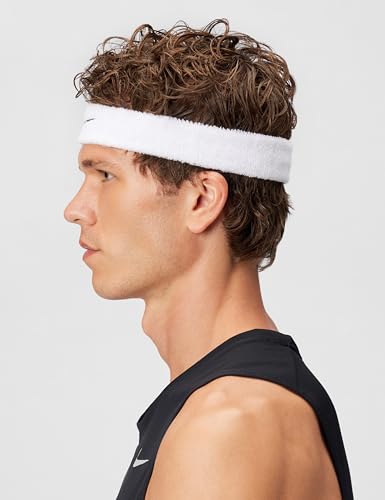Image of NIKE Swoosh Classic Headband, Unisex - White /Black, ONE Size