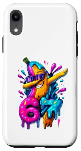 67 Funny Baseball Dabbing Banana 6 7 �H��A�C�X�N���[���~�[�� �X�}�z�P�[�X iPhone XR �p