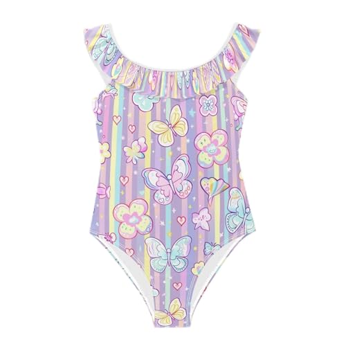 Traje de baño con volantes para niñas de 3 a 6 años en licra elástica