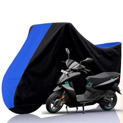 Image of All Weather Protection Two Wheeler Cover for Ather 450X, Scooter & Scooty | Anti Dust, 100% Water Resistance, Heat Resistant, UV Proof - Triple Stitched | (Black Top Royal Blue)