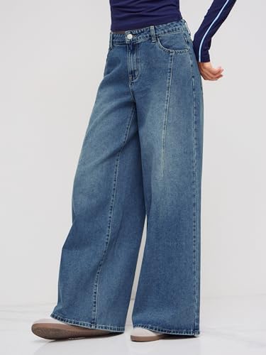 CIDER Baggy Jeans for Women Low Waist Wide Leg Denim Pants Trendy Loose Oversized Fit Jean3