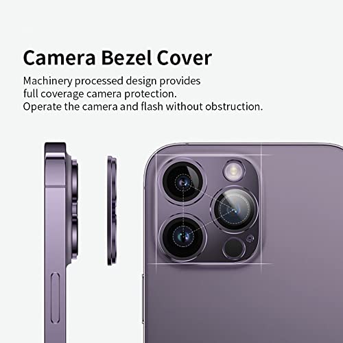 Image of Camera Lens Protector for iPhone 14 Pro /iPhone 14 Pro Max, Alloy Metal Camera Cover with Tempered Glass Screen Protector,Case Friendly,Scratch Resistant (Purple)
