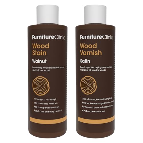 Furniture Clinic 8.5oz Walnut Wood Stain + 250ml Satin Wood