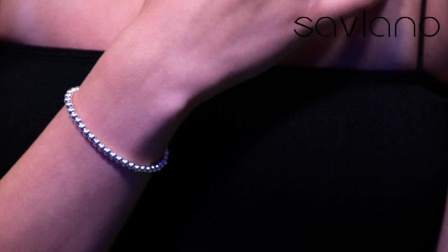Sterling Silver Italian Oval Bead Ball Strand Chain Bracelet Made in I