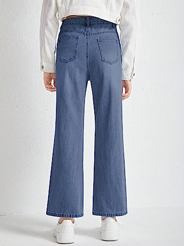 WDIRARA Girl's Graphic Butterfly Print Ripped Jeans Straight Leg Distressed Jean Pants2