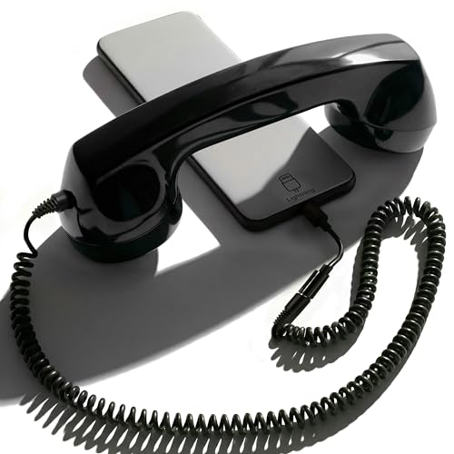 COMFORT, STILE E SALUTE: Forma ergonomica anni '60, peso solido (300 g) e cavo spiralato (57-255 cm). Migliora la tua postura, riduci l'esposizione alle radiazioni del cellulare e goditi lunghe conversazioni senza l'affaticamento di uno schermo caldo all'orecchio.
