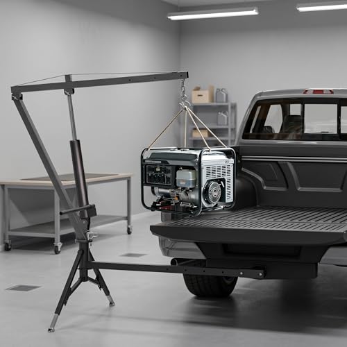 EliteEdge Heavy-Duty Hydraulic Pickup Truck Crane, 1000 Lbs Max Lift Capacity Hitch Mount Crane with 360° Swivel & Adjustable Boom for Jobsite Loading