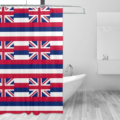Rideau de douche polyester imperméable EdWal 185 cm drapeau hawaïen