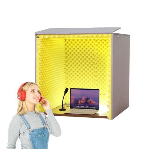 Habitación de Aislamiento Sonoro para Estudio en Casa, Cabina Portátil Acústica Amarilla miniatura 1