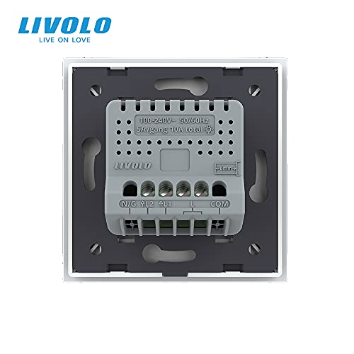 Interruptor de cristal templado LIVOLO con panel táctil y luz LED guía 5