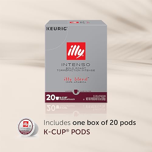 Illy Coffee K Cups - Pods For Keurig Machines – Intenso Dark Roast – Notes of Cocoa & Dried Fruit - Bold, Flavorful & Full-Bodied Flavor - No Preservatives – 20 Count