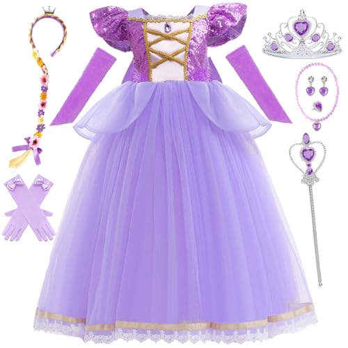 Disfraz de Princesa Morado para Niñas 7-8 años miniatura 1