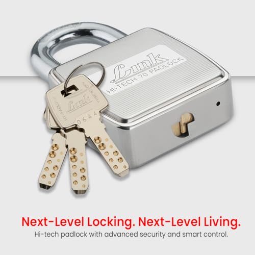 Image of Link Hi-Tech 70mm Padlocks 5Pcs-Set | Stainless Steel Body | Hardened Shackle | 3 Silver Keys with Hi-Tech Nickle & Keychain | Made in India| 3Keys for Each Padlock