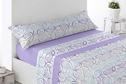 BENEDETTAHOME Juego de sábanas Estampadas pirineo, 100% poliéster, con Tacto Suave y Agradable. Modelo Sanlucar, Malva. Juego de 3 Piezas para Cama de 90.