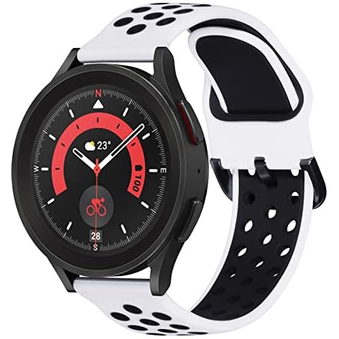 KADES Compatible for Samsung Galaxy watch Strap, 20mm Strap for Galaxy watch 5 Pro Strap 45mm Galaxy watch 5 Strap 40mm 44mm Galaxy watch 4 Classic Strap 42mm 46mm Galaxy Watch 4 Strap, White/Black Cover