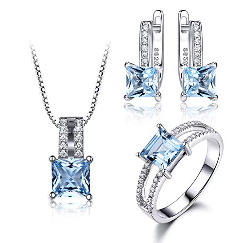 Topacio azul en anillo de mujer de plata 925 resistente y elegante