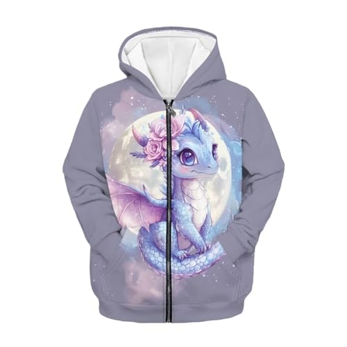 Dragon Hoodies Girls Zip Up Sweatshirt Oversize Zipper Jacket Thin Fall Outfits Long Sleeve Hoodie 6Y-16Y2