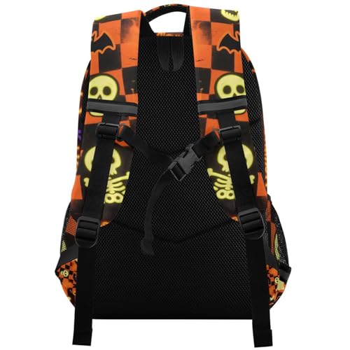Sac à dos d'Halloween citrouille orange et noire grands compartiments - 2