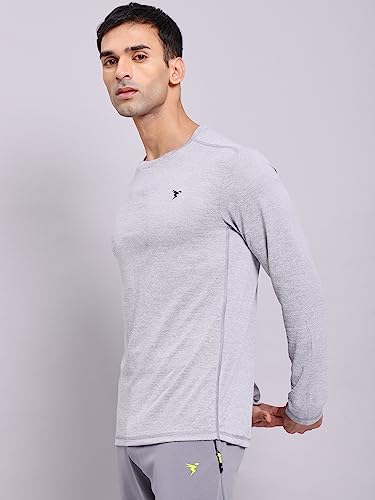 Image of TECHNOSPORT Men's Slim Fit Full Sleeve Round Neck T-Shirt, Double Cool Quick Dry Moisture Wicking Stretchable Sports Gym and Casual Wear