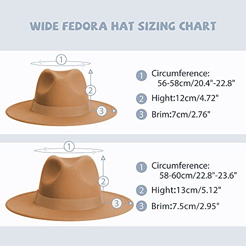 Image of Womens & Mens Fedora Hats, Wide Brim Fedora Hats for Women Men