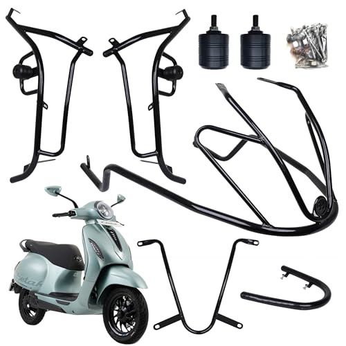Image of CHETAK 3501, 3502, 3503 CRASH GUARD WITH FRAME SLIDER LAGGUARD FRONT AND REAR CRASH GUARD SUITABLE FOR CHETAK 3501, 3502, 3503 ELECTRIC SCOOTER (SET OF 1)