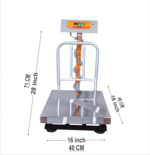 Image of GRAMTECHNOLOGY Weighing Scale 200kg x 20g Weight Machine for Shop,Digital computer kanda size 16x18 inch for Kirana Shop,Fruit Shop, Kitchen and Factories.