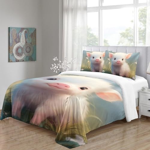 Housse de couette 3D porcs lit double 200x200 avec taie d'oreiller